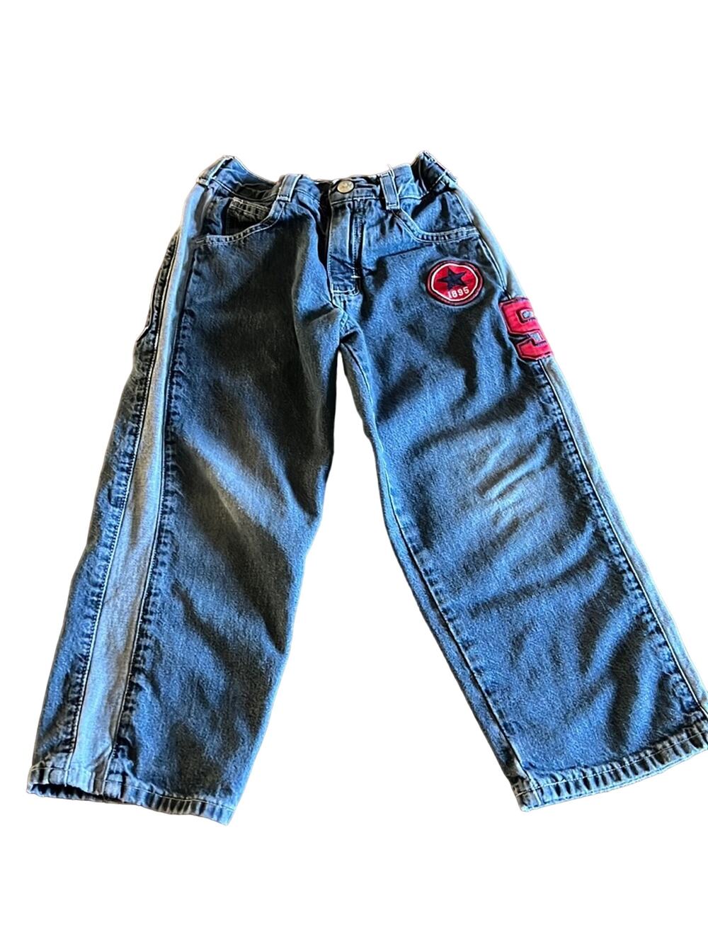 Oshkosh Boys 4/4T Denim Jeans Side Panels Appliques Pockets